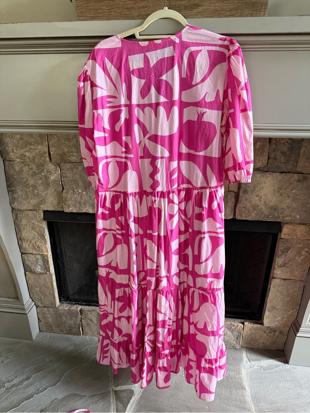 Oliphant Puff Sleeve Maxi Dress Twiggy Pink Cotton size XL - Picture 3 of 5